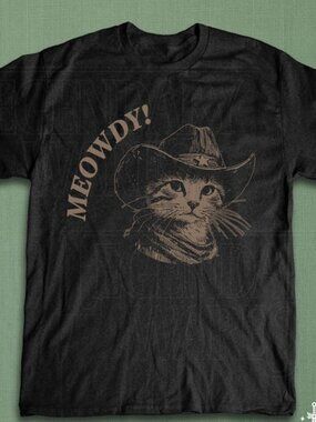 Meowdy Cowboy Cat Shirt, Retro Western Vintage Cat Graphic Tee